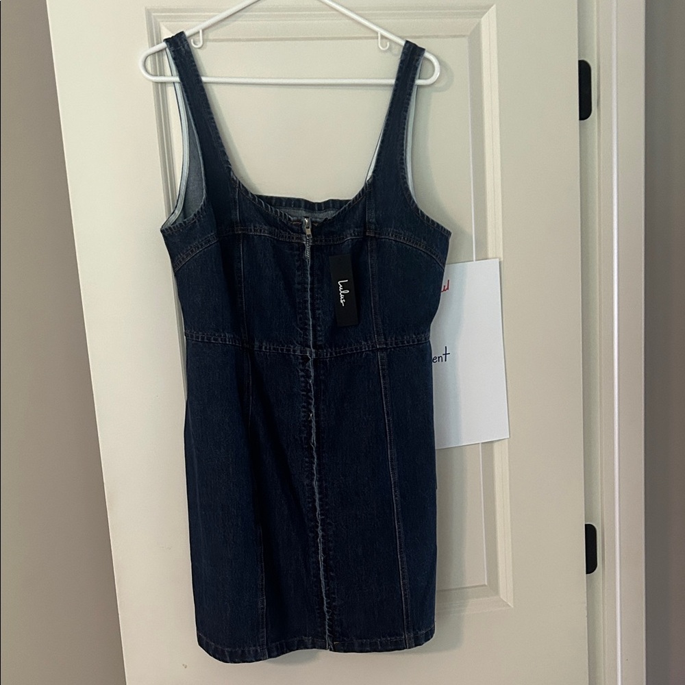 Lulu's Dark Blue Denim Zip-Up Dress
